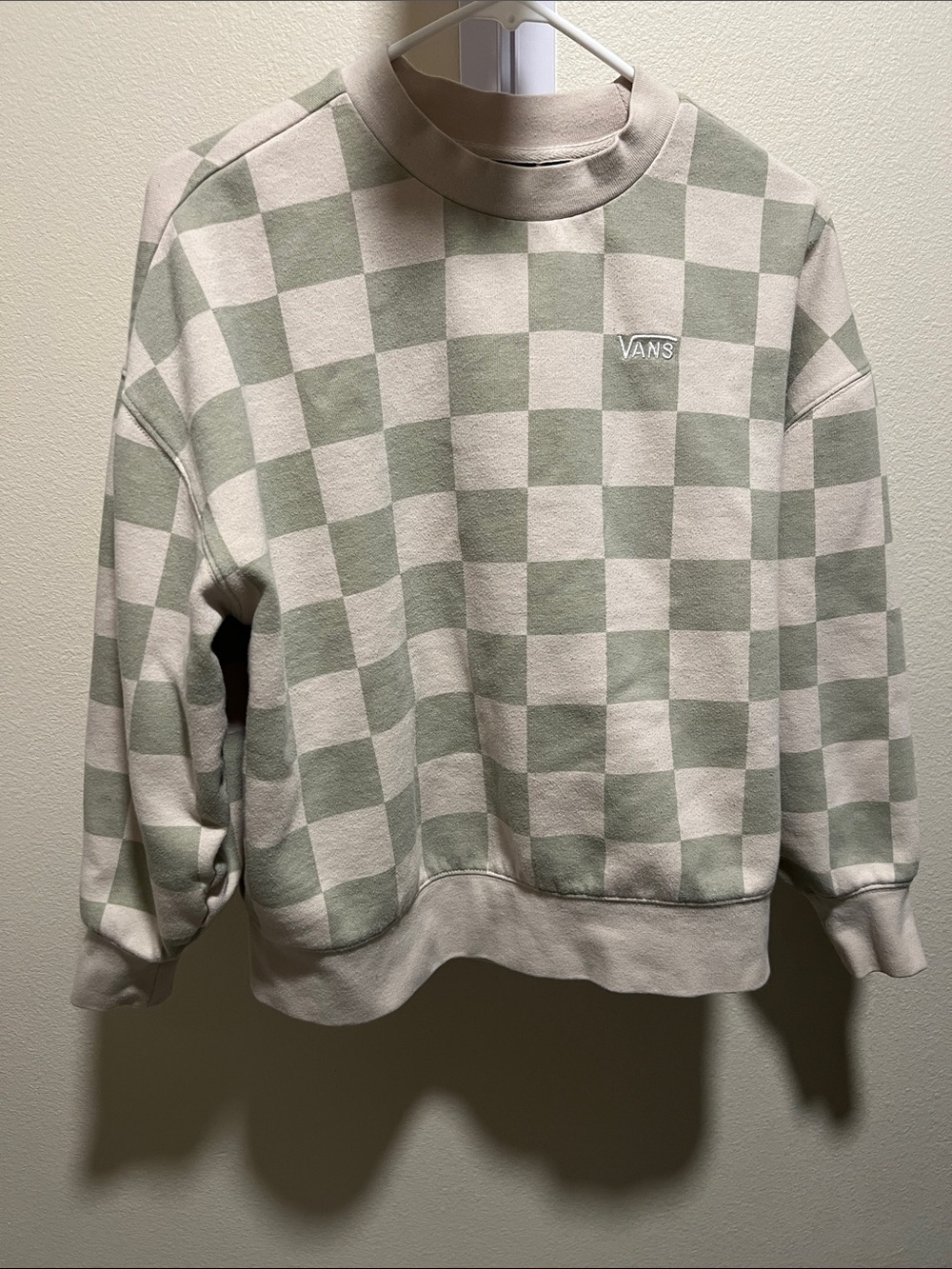 Vans Sage and Cream Checkerboard Crewneck